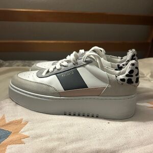 Axel Arigato White and Gray Sneakers with Leopard Accent
